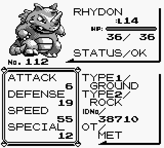 Ryhdon's stats from the early Pokémon games